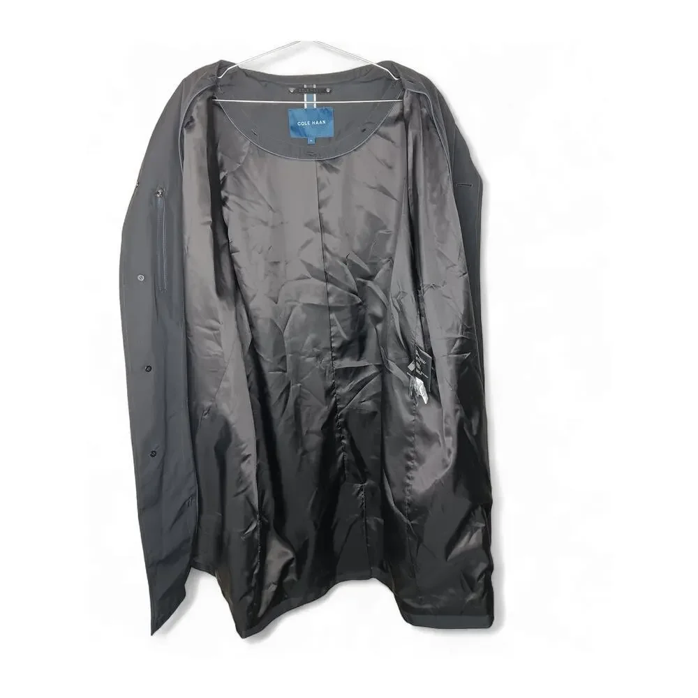 Cole Haan Men's Black Lightweight Trench Coat Size XL Water Resistant Button